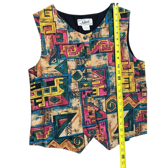 Adini Abstract Geometric Vest Multicolor Boho Sz S - Picture 7 of 8